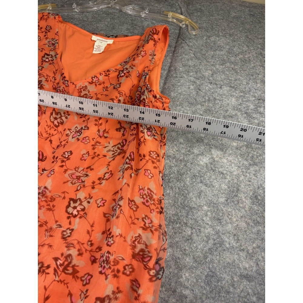 Sundance Womens M Floral Geometric Midi Sleeveless Chiffon Overlay Boho Chic SEE - Picture 2 of 8
